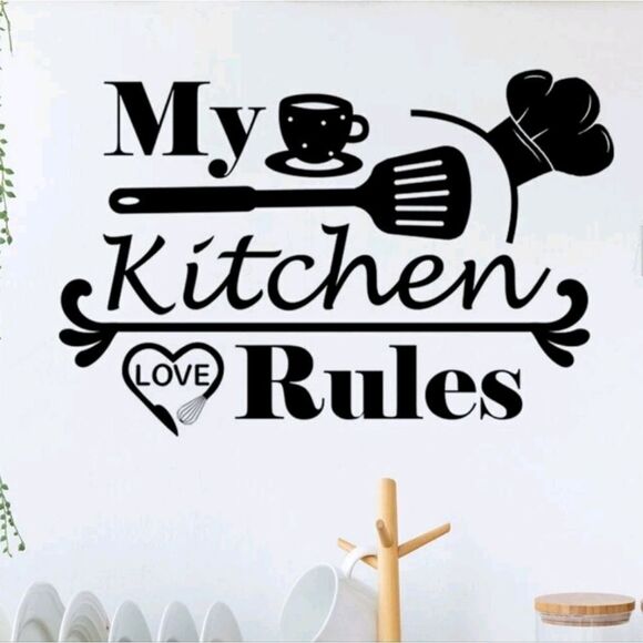 "My Kitchen/Rules" Removable Wall Sticker Decals - Picture 3 of 7